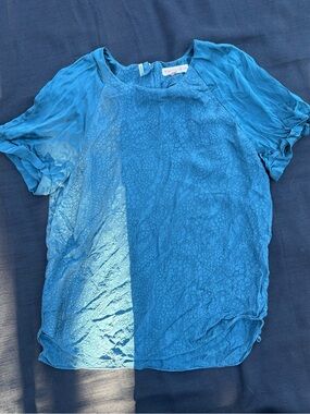 Rebecca Taylor Textured Teal Blouse | Short Sleeve Career Top | Women’s Size 8